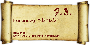 Ferenczy Máté névjegykártya